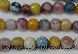 CAG5700 15 inches 8mm faceted round fire crackle agate beads