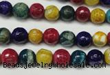 CAG5701 15 inches 8mm faceted round fire crackle agate beads