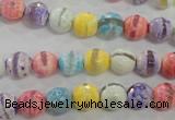 CAG5706 15 inches 8mm faceted round tibetan agate beads wholesale