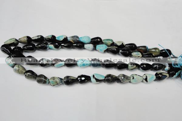 CAG5717 15 inches 10*14mm faceted teardrop fire crackle agate beads