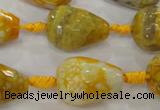 CAG5733 15 inches 15*20mm faceted teardrop fire crackle agate beads