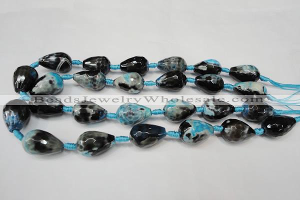 CAG5745 15 inches 15*20mm faceted teardrop fire crackle agate beads