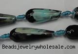 CAG5760 15 inches 10*30mm faceted teardrop fire crackle agate beads