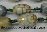 CAG5788 15 inches 13*18mm faceted rice fire crackle agate beads