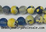 CAG5805 15 inches 10mm faceted round fire crackle agate beads