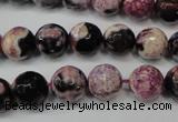 CAG5809 15 inches 10mm faceted round fire crackle agate beads