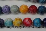 CAG5818 15 inches 10mm faceted round fire crackle agate beads