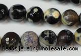 CAG5822 15 inches 12mm faceted round fire crackle agate beads