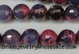 CAG5826 15 inches 12mm faceted round fire crackle agate beads