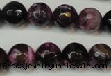 CAG5827 15 inches 12mm faceted round fire crackle agate beads