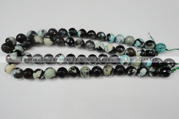 CAG5828 15 inches 12mm faceted round fire crackle agate beads