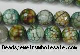 CAG5833 15 inches 12mm faceted round fire crackle agate beads