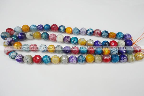 CAG5836 15 inches 12mm faceted round fire crackle agate beads