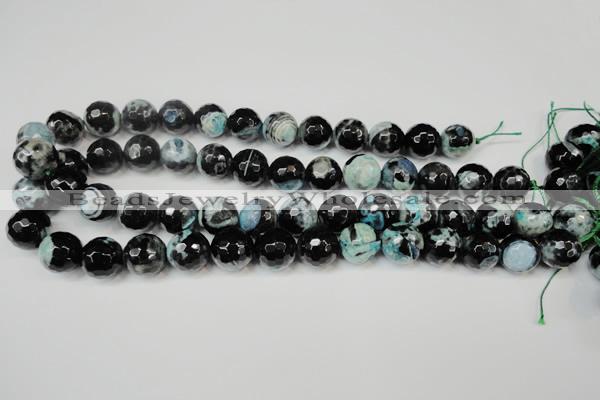 CAG5841 15 inches 14mm faceted round fire crackle agate beads