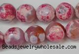 CAG5845 15 inches 14mm faceted round fire crackle agate beads