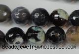 CAG5847 15 inches 14mm faceted round fire crackle agate beads