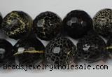 CAG5848 15 inches 14mm faceted round fire crackle agate beads