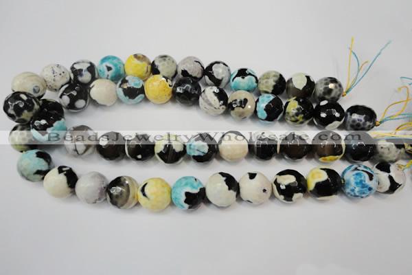 CAG5857 15 inches 16mm faceted round fire crackle agate beads