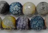 CAG5873 15 inches 16mm faceted round fire crackle agate beads