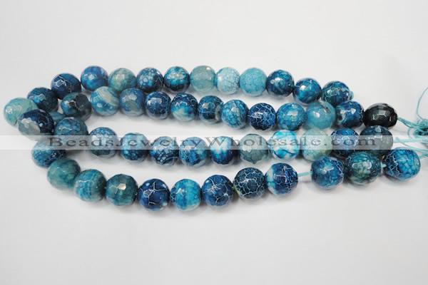 CAG5874 15 inches 16mm faceted round fire crackle agate beads