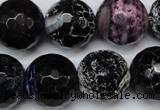 CAG5879 15 inches 18mm faceted round fire crackle agate beads