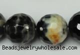 CAG5880 15 inches 20mm faceted round fire crackle agate beads