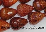 CAG589 15.5 inches 15*20mm faceted teardrop natural fire agate beads