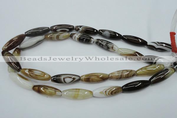 CAG5914 15 inches 10*30mm rice Madagascar agate gemstone beads