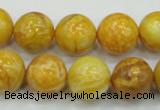 CAG5941 15.5 inches 12mm round yellow crazy lace agate beads