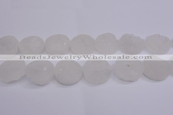 CAG5983 15.5 inches 30mm coin white agate gemstone beads