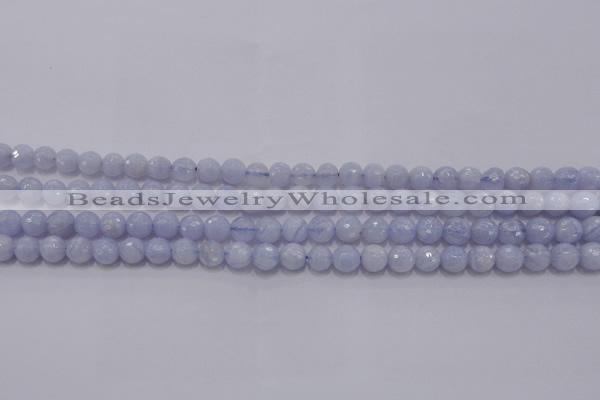 CAG5996 15.5 inches 6mm faceted round blue lace agate beads