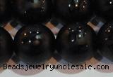 CAG6005 15.5 inches 14mm carved round matte black agate beads