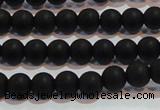 CAG6011 15.5 inches 6mm round matte black agate beads