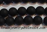 CAG6012 15.5 inches 8mm round matte black agate beads