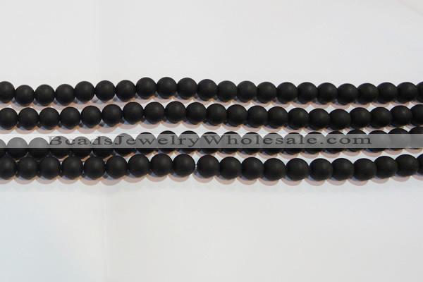 CAG6012 15.5 inches 8mm round matte black agate beads