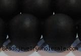 CAG6017 15.5 inches 18mm round matte black agate beads