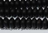 CAG6021 15.5 inches 4*8mm rondelle matte black agate beads