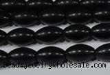 CAG6024 15.5 inches 6*9mm rice matte black agate beads