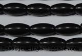 CAG6025 15.5 inches 6*12mm rice matte black agate beads