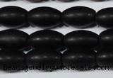 CAG6026 15.5 inches 8*12mm rice matte black agate beads