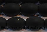 CAG6027 15.5 inches 12*16mm rice matte black agate beads