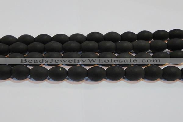 CAG6027 15.5 inches 12*16mm rice matte black agate beads