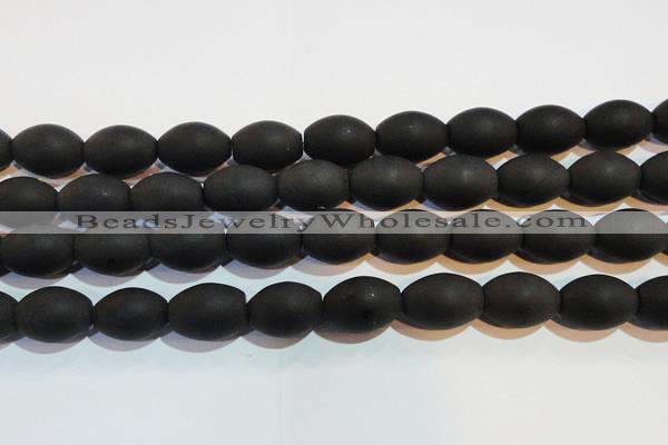 CAG6028 15.5 inches 13*18mm rice matte black agate beads