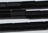 CAG6035 15.5 inches 6*12mm faceted tube matte black agate beads