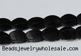 CAG6040 15.5 inches 5*8mm twisted rice matte black agate beads