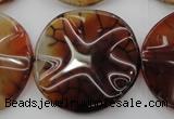 CAG6056 15.5 inches 30mm wavy coin dragon veins agate beads