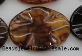 CAG6062 15.5 inches 30*40mm wavy oval dragon veins agate beads