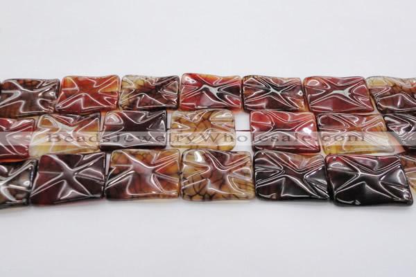 CAG6066 15.5 inches 22*30mm wavy rectangle dragon veins agate beads