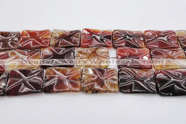 CAG6067 15.5 inches 30*40mm wavy rectangle dragon veins agate beads