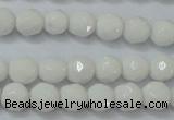 CAG6100 15.5 inches 4mm faceted round white agate gemstone beads